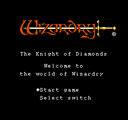 Wizardry - The Knight of Diamonds (USA) Title Screen